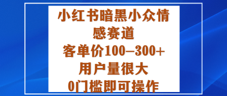 00d2b349667cd4740f7a434ac63baf12.png 小红书暗黑小众情感赛道,客单价100-300+用户量很大,0门槛即可操作