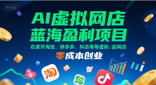 00f6df1949ebcb21f30d46b9e376a649.jpeg AI虚拟网店蓝海盈利项目,在家开淘宝、拼多多、抖店等虚拟品网店,零成本创业