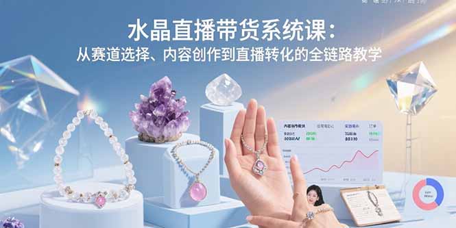 027835c96b06f20b04e420d28de7e794.jpeg 水晶直播带货系统课:从赛道选择、内容创作到直播转化的全链路教学