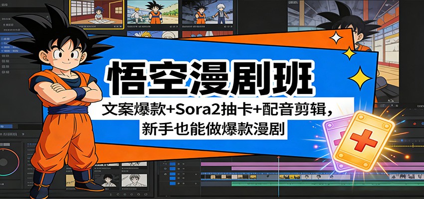 悟空漫剧班：文案爆款+Sora2抽卡+配音剪辑，新手也能做爆款漫剧-南友云赚