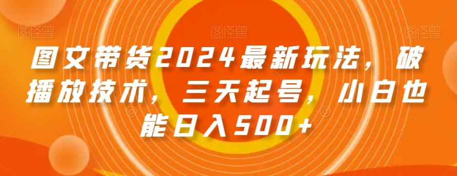 图文带货2024最新玩法，破播放技术，三天起号，小白也能日入500+【揭秘】-南友云赚