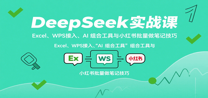 DeepSeek实战课：Excel、WPS接入、AI 组合工具与小红书批量做笔记技巧-南友云赚