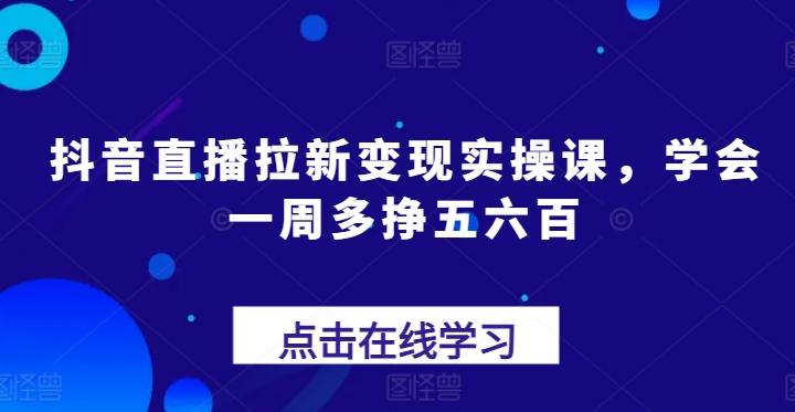 抖音直播拉新变现实操课，学会一周多挣五六百-南友云赚