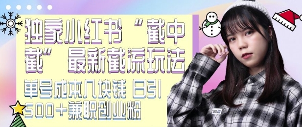 056d04d311103944a76d72c24fb018f7.jpeg 最新小红书截流玩法 独家截中截 单号成本几块钱 日引500+CY粉JZ粉