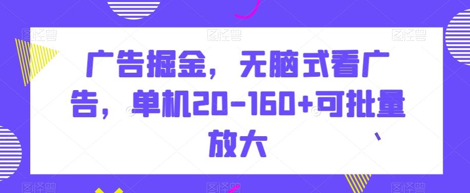 广告掘金，无脑式看广告，单机20-160+可批量放大【揭秘】-南友云赚