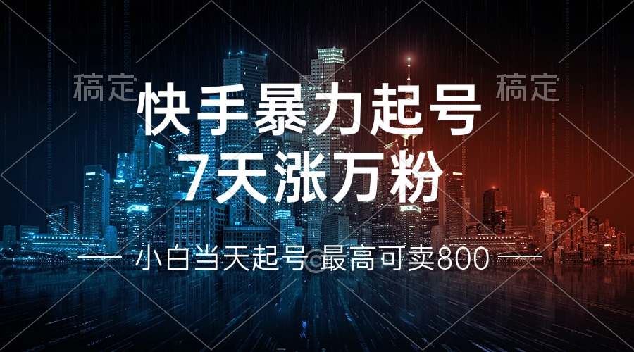 快手暴力起号，7天涨万粉，小白当天起号 多种变现方式，账号回收，单月…-南友云赚