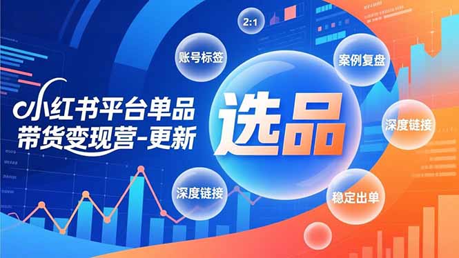 小红书平台单品带货变现营-更新，极致选品、账号标签、案例复盘，深度链接，快速启动稳定出单-南友云赚