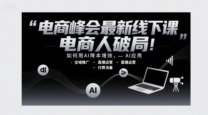 08e3e6d1d7a9c19daba02332f550154b.jpeg 电商峰会最新线下课,电商人破局,如何用AI降本增效,AI应用-全域推广-直播运营-付费流量