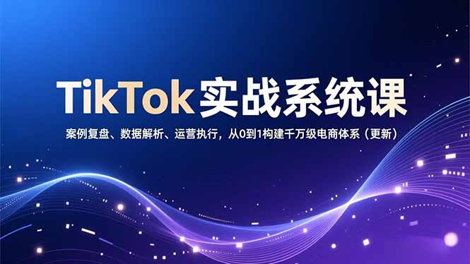TikTok实战系统课，案例复盘、数据解析、运营执行，从0到1构建千万级电商体系(更新-南友云赚