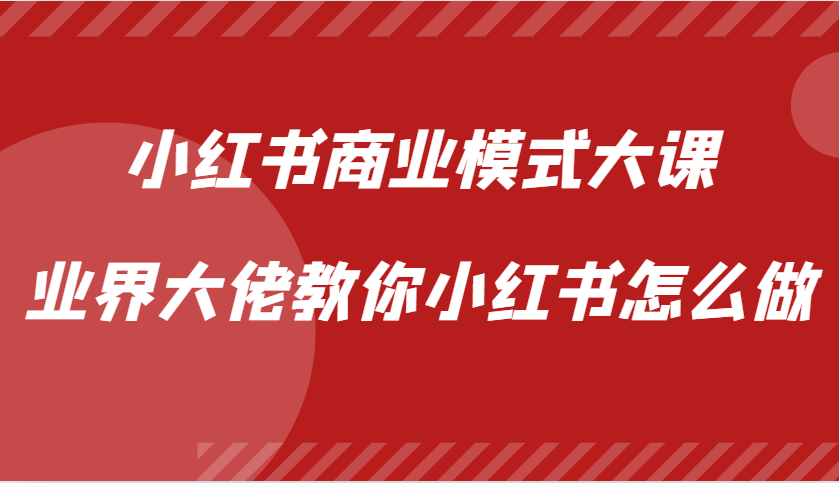 小红书商业模式大课，业界大佬教你小红书怎么做【视频课】-南友云赚