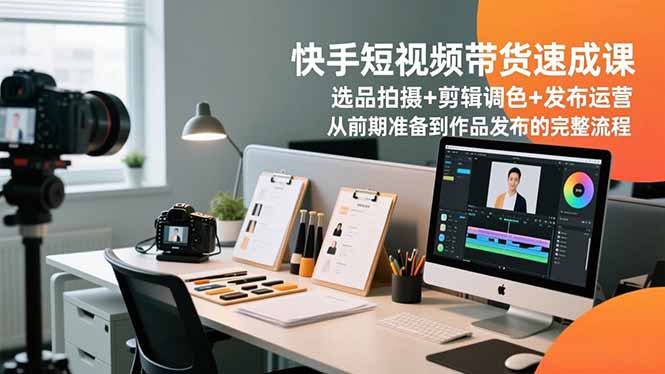 快手短视频带货速成课，选品拍摄+剪辑调色+发布运营，从前期准备到作品发布的完整流程-南友云赚