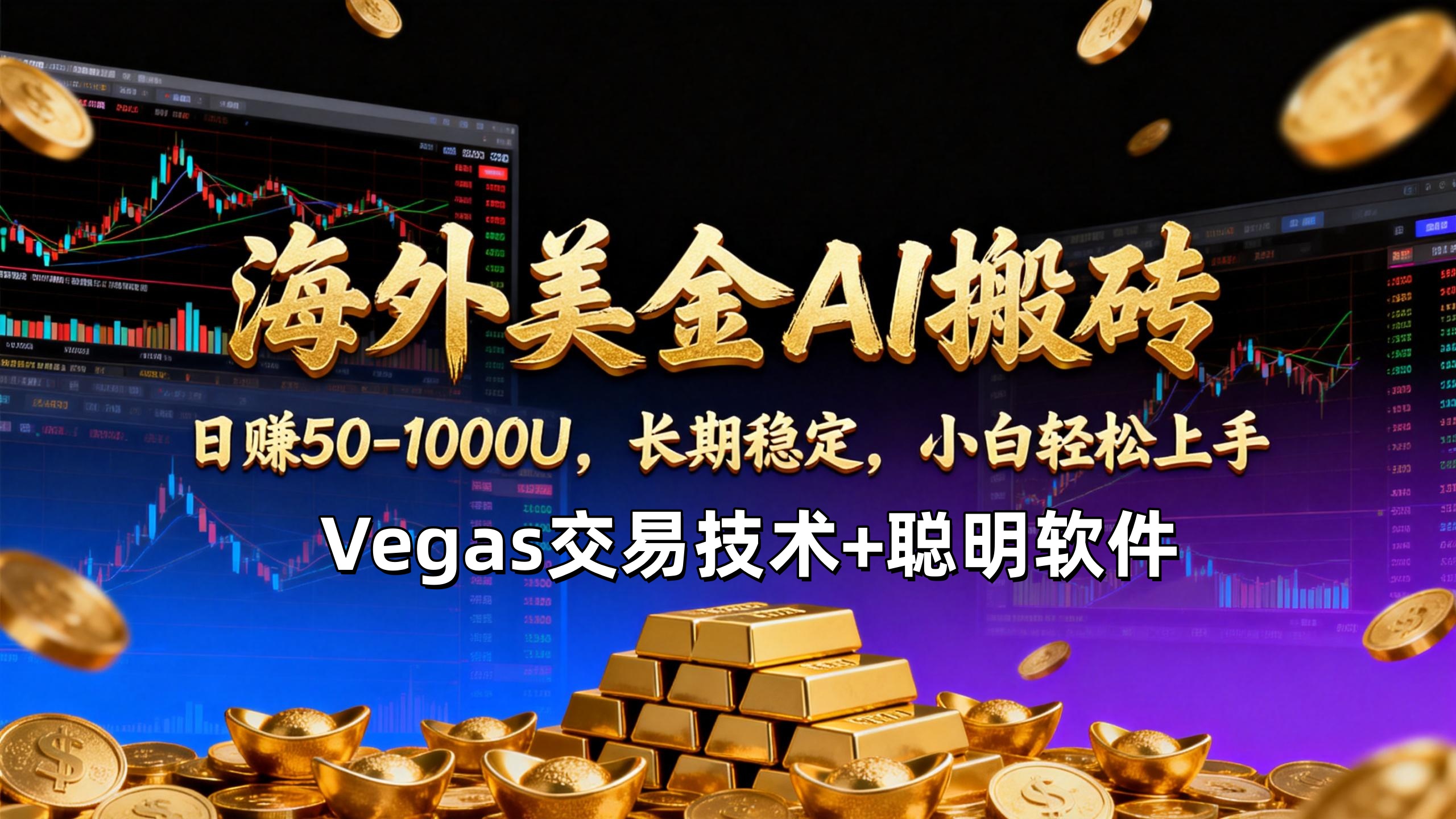 【海外美金AI搬砖】Vegas交易技术+聪明软件，日赚50-1000U，长期稳定，小白轻松上手。-南友云赚