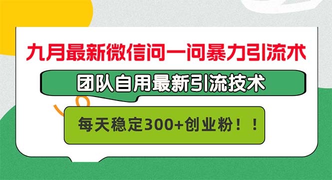 九月最新微信问一问暴力引流术，团队自用引流术，每天稳定300+创…-南友云赚
