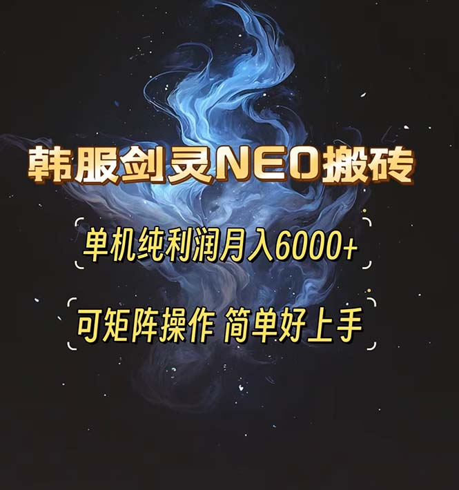 韩服剑灵NEO搬砖攻略，单机纯利润月入6000+ 可矩阵操作，简单好上手。-南友云赚
