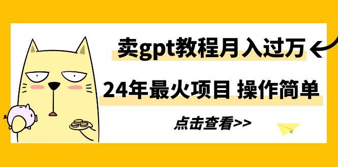 24年最火项目，卖gpt教程月入过万，操作简单-南友云赚