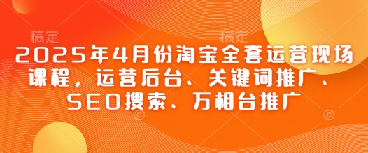 2025年4月份淘宝全套运营现场课程，运营后台、关键词推广、SEO搜索、万相台推广-南友云赚