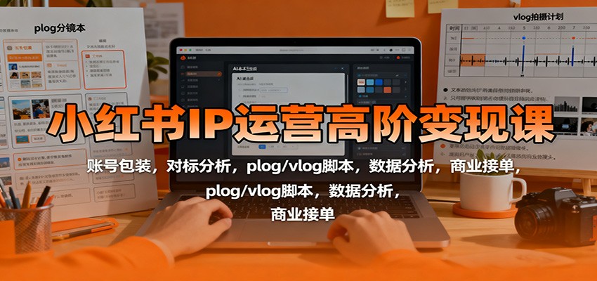 小红书IP运营高阶变现课：账号包装，对标分析，plog/vlog脚本，数据分析，商业接单-南友云赚