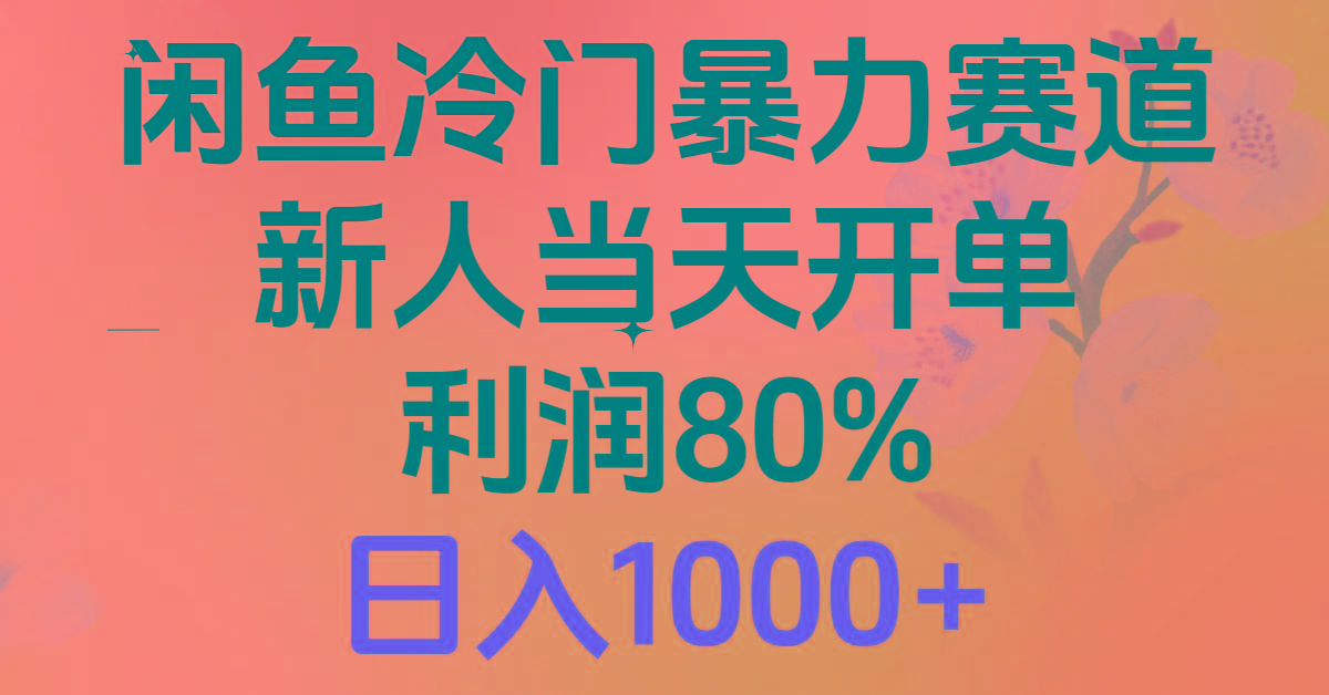 2024闲鱼冷门暴力赛道，新人当天开单，利润80%，日入1000+-南友云赚