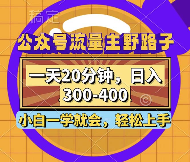 公众号流量主野路子玩法，一天20分钟，日入300~400，小白一学就会-南友云赚