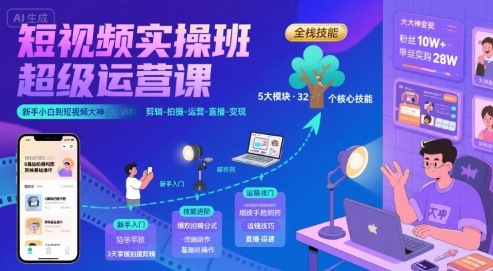 10a9633f8f5b8f052633501e225f8cab.jpeg 短视频实操班超级运营课,新手小白到短视频大神必修课程,剪辑-拍摄-运营-直播-变现