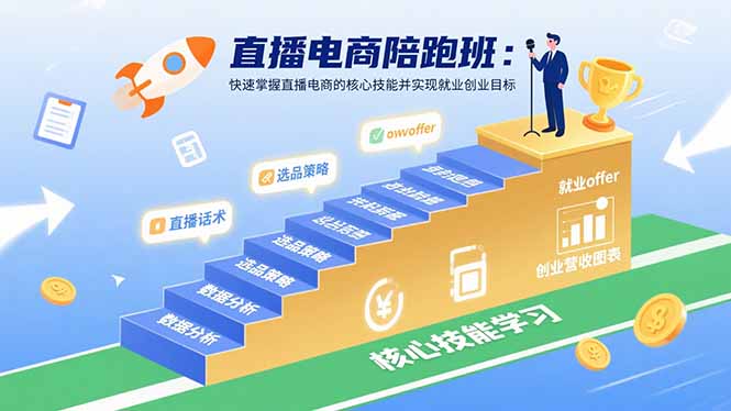 直播电商陪跑班：快速掌握直播电商的核心技能并实现就业/创业目标-南友云赚