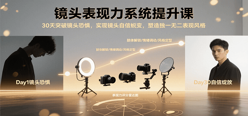 镜头表现力系统提升课，30天突破镜头恐惧实现自信蜕变，塑造独一无二表现风格-南友云赚