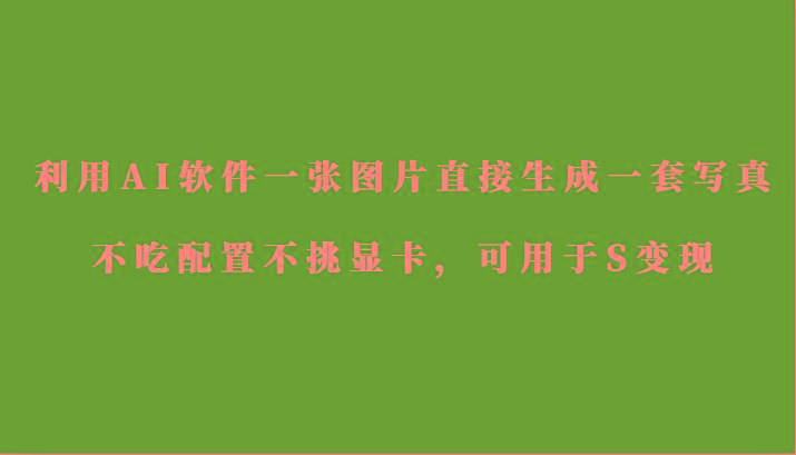 利用AI软件只需一张图片直接生成一套写真，不吃配置不挑显卡，可用于S变现-南友云赚