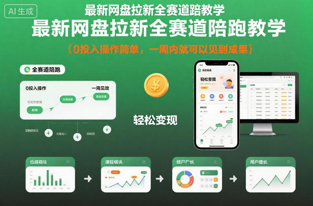 最新网盘拉新全赛道陪跑教学，0投入操作简单，一周内就可以见到成果-南友云赚