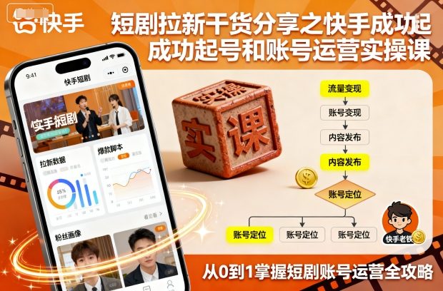 短剧拉新干货分享之快手成功起号和账号运营实操课-南友云赚