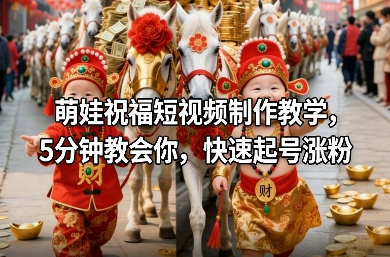 萌娃祝福短视频制作教学，5分钟教会你，快速起号涨粉-南友云赚