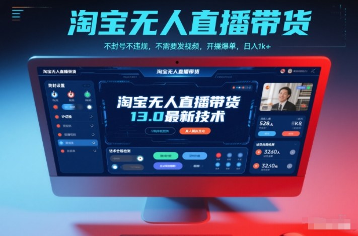 淘宝无人直播带货13.0最新技术，不封号不违规，不需要发视频，开播爆单，日入1k+【揭秘】-南友云赚