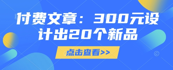 付费文章：300元设计出20个新品-南友云赚