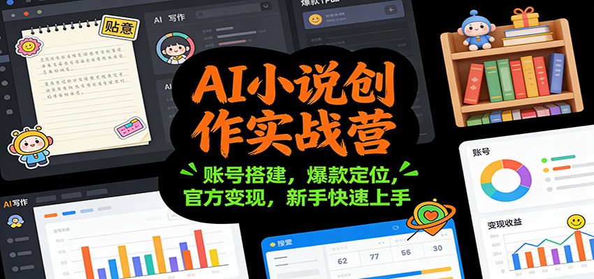 AI小说创作实战营：账号搭建，爆款定位，官方变现，新手快速上手-南友云赚