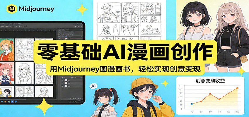 零基础AI漫画创作：用Midjourney画漫画书，轻松实现创意变现-南友云赚