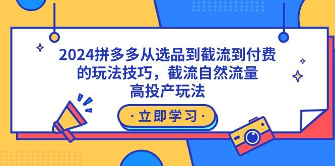 2024拼多多从选品到截流到付费的玩法技巧，截流自然流量玩法，高投产玩法-南友云赚