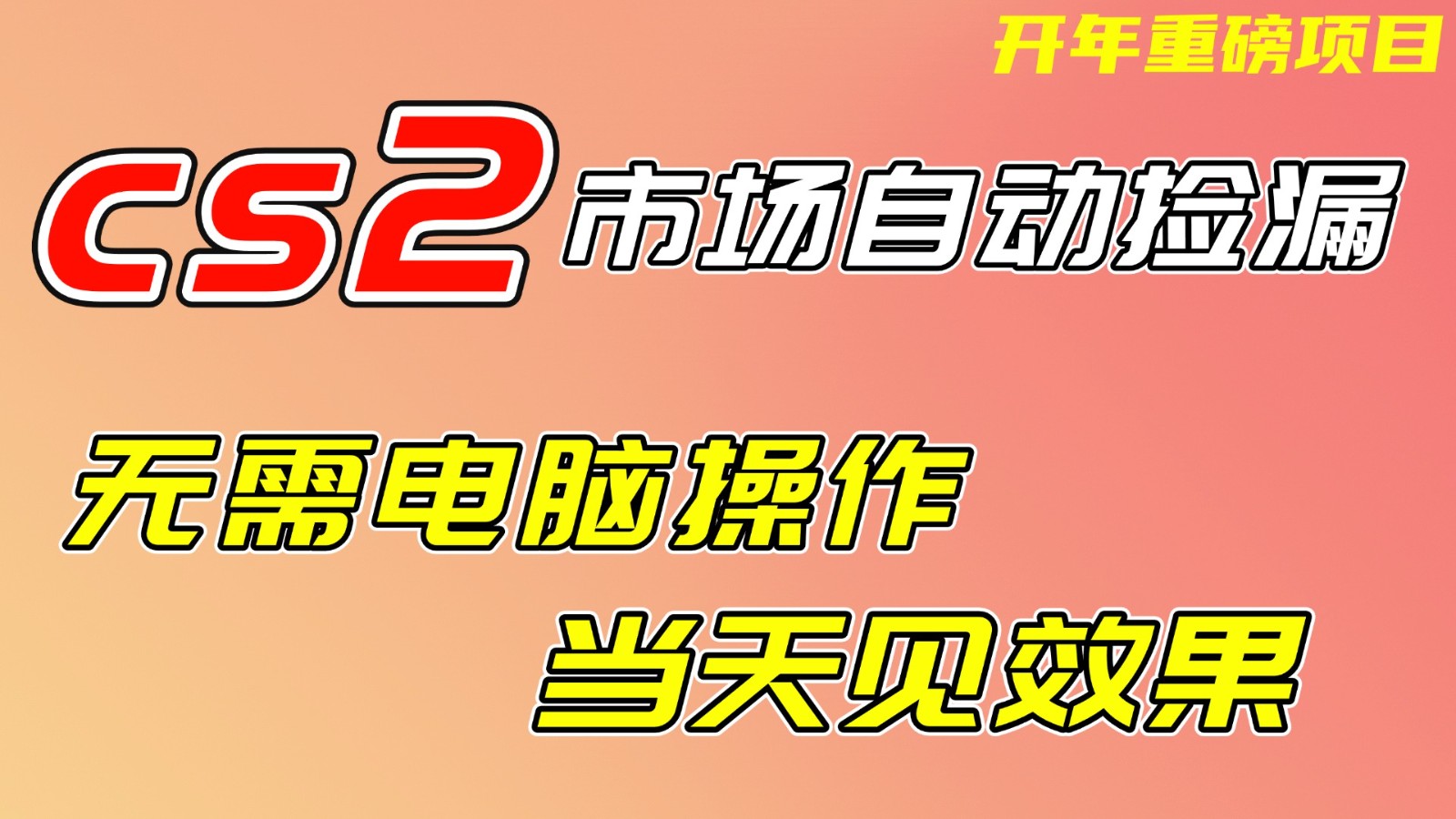 CS2市场挂机项，无需电脑操作，无需进入游戏，当天见效果，支持任何形式验证-南友云赚