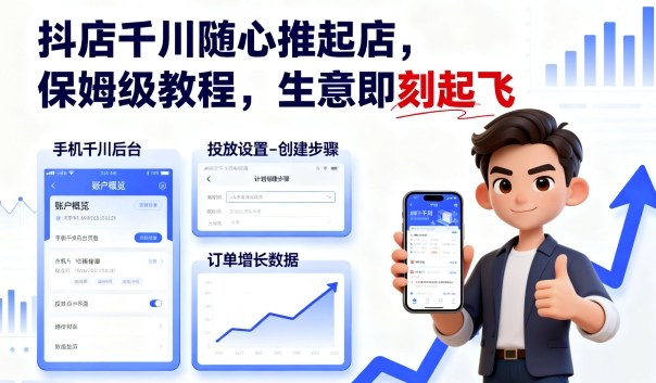 16793c1b9ebf552396f4b4b2f92b2cb3.jpeg 抖店千川随心推起店,保姆级教程,生意即刻起飞