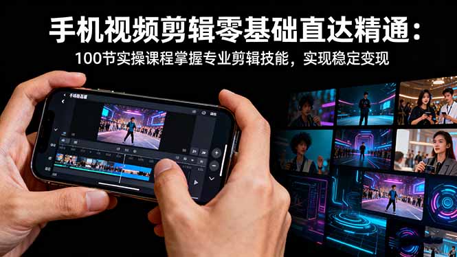 手机视频剪辑零基础直达精通：100节实操课程掌握专业剪辑技能，实现稳...-南友云赚