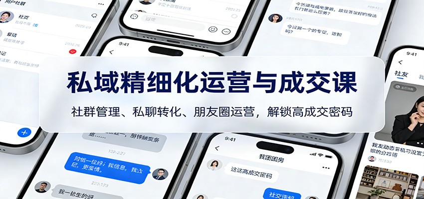 私域精细化运营与成交课：社群管理、私聊转化、朋友圈运营，解锁高成交密码-南友云赚