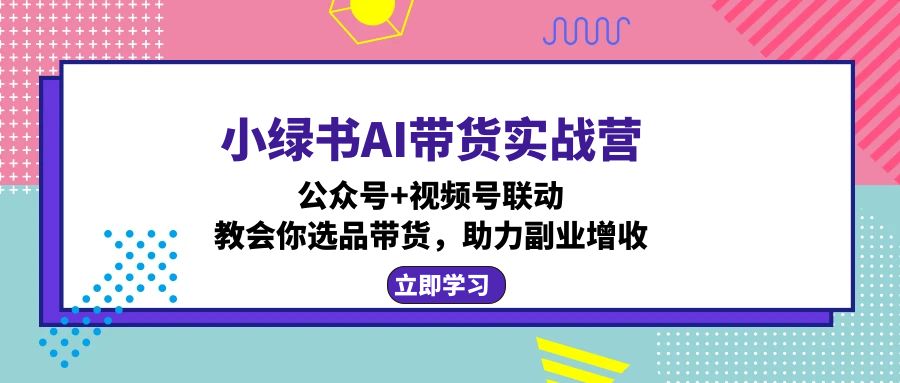 小绿书AI带货实战营：公众号+视频号联动，教会你选品带货，助力副业增收-南友云赚
