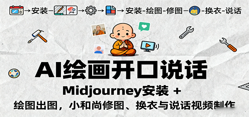 AI绘画开口说话，Midjourney安装 + 绘图出图，小和尚修图、换衣与说话视频制作-南友云赚