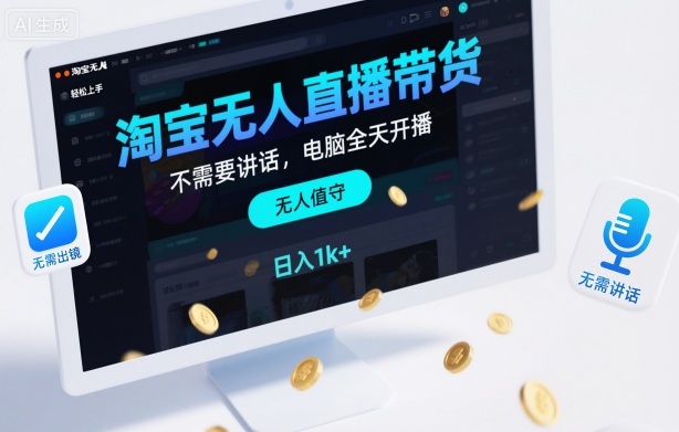 1ac50c8409a61415da989076fee9cc63.jpeg 淘宝无人直播带货,不需要出镜,不需要讲话,电脑全天开播,轻松上手,日入1k+【揭秘】