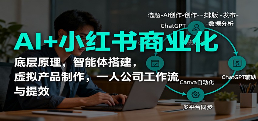AI+小红书商业化，底层原理，智能体搭建，虚拟产品制作，一人公司工作流与提效-南友云赚