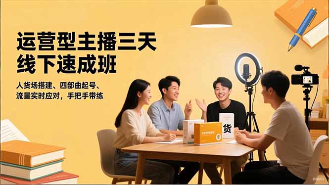 1ea2c23a61a8e9171995b2d6c9a1563a.jpeg 运营型主播三天线下班,人货场搭建,四部曲起号,流量实时应对,手把手带练