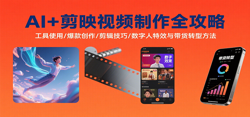 AI+剪映视频制作全攻略：工具使用/爆款创作/剪辑技巧/数字人特效与带货转型方法-南友云赚