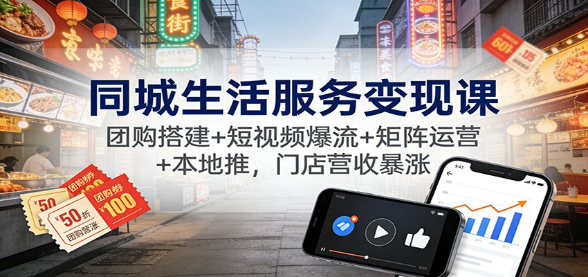 同城生活服务变现课：团购搭建+短视频爆流+矩阵运营+本地推，门店营收暴涨-南友云赚
