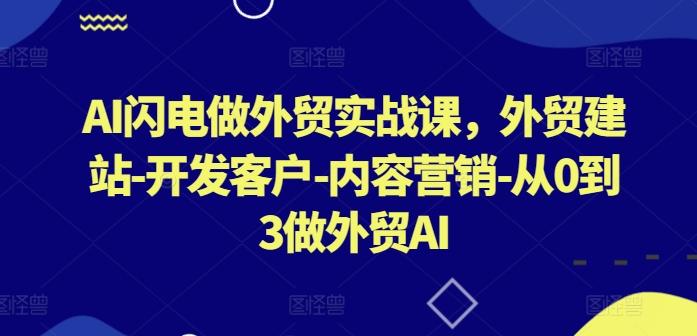 AI闪电做外贸实战课，​外贸建站-开发客户-内容营销-从0到3做外贸AI-南友云赚
