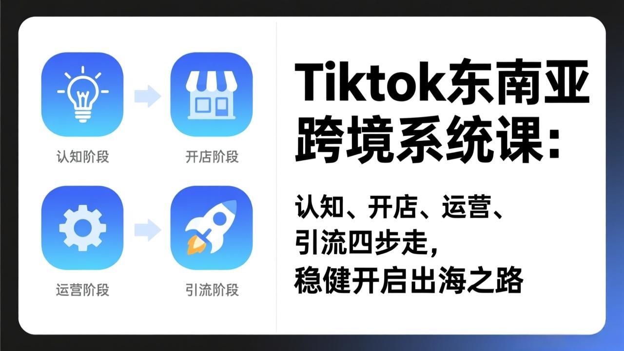 TikTok东南亚跨境系统课：认知、开店、运营、引流四步走，稳健开启出海之路-南友云赚
