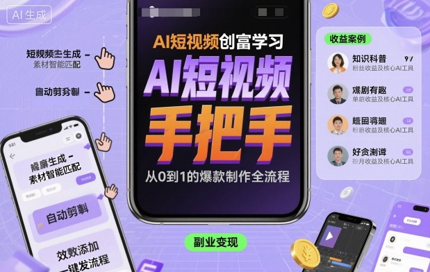 AI短视频创富学习，手把手教会你制作AI短视频-南友云赚