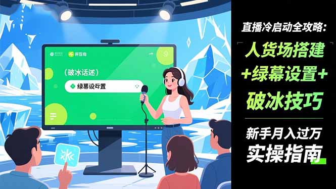 24941a271bbb812ebd68cec633841f90.jpeg 直播冷启动全攻略:人货场搭建+绿幕设置+破冰技巧,新手月入过万实操指南